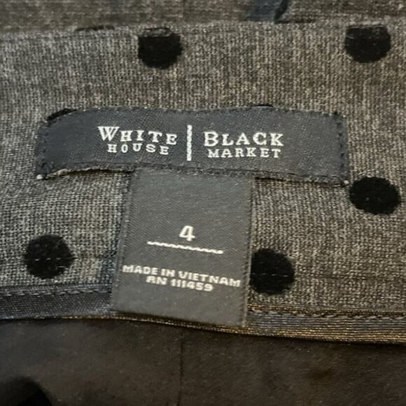 White House Black Market Skirt Womens Size 4 Gray Polka Dot Pencil Knee Length - Picture 4 of 8